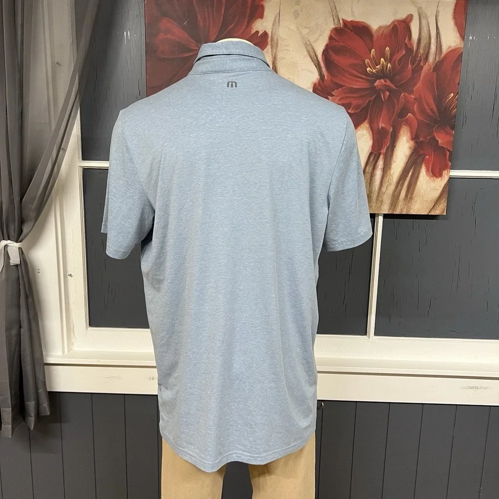 Travis Mathew Soft Knit Polo Golf Shirt Mens XXL Classic Fit Blue/Gray